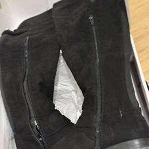 Macy's Black Over-the-Knee Suede Boots with Side Zippers